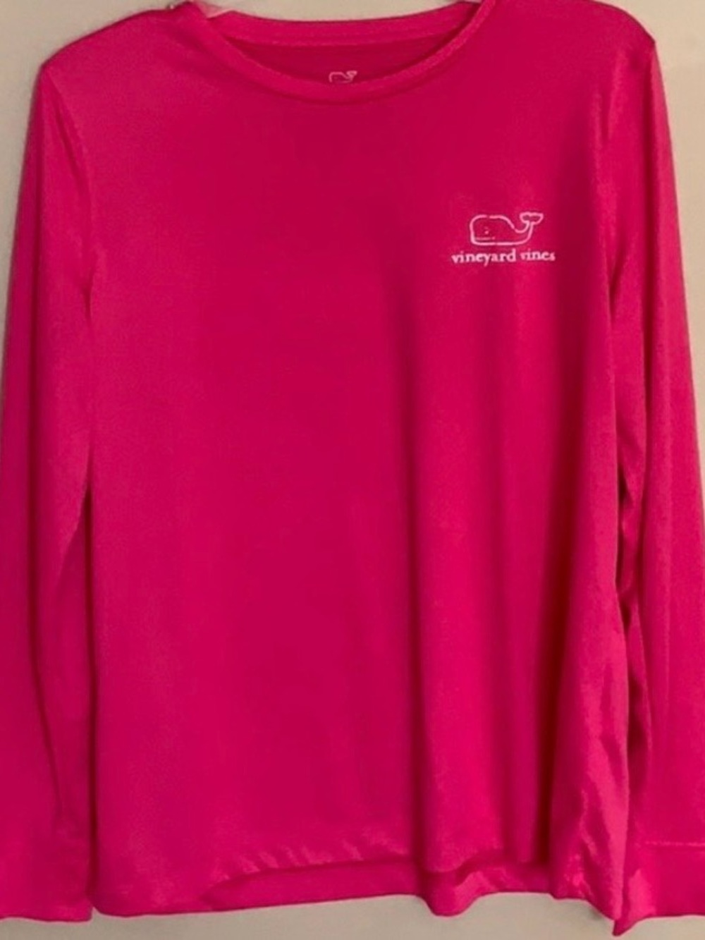 Vineyard Vines Long-Sleeve Tee in Bright Pink with Logo